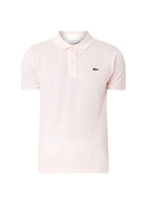 Lacoste Slim fit polo van piqué katoen - voorkant 2 lichtroze