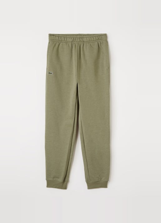 Lacoste Straight fit joggingbroek met logoborduring - voorkant olijfgroen