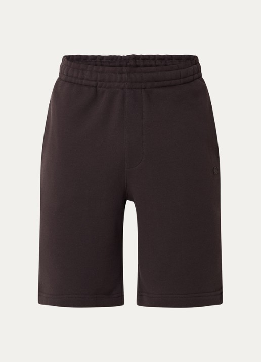 Lacoste Straight fit korte joggingbroek met logo en steekzakken - voorkant donkerbruin