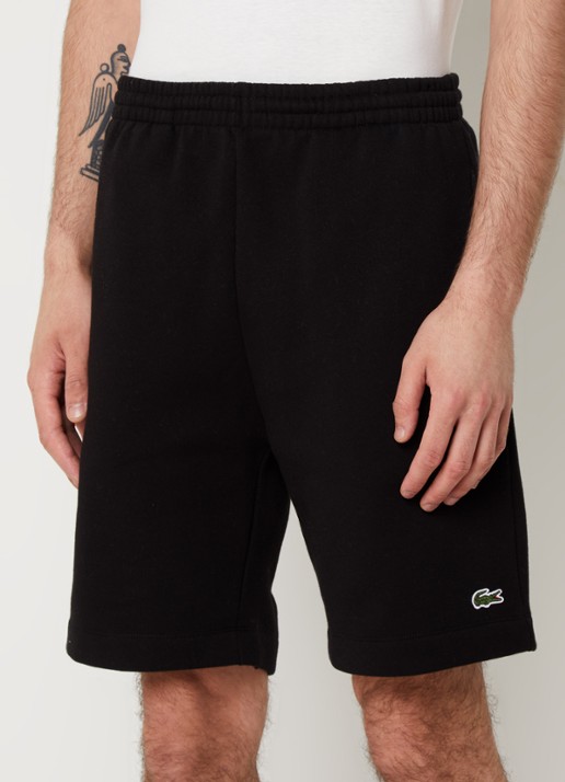 Lacoste Straight fit korte joggingbroek met steekzakken - detail zwart