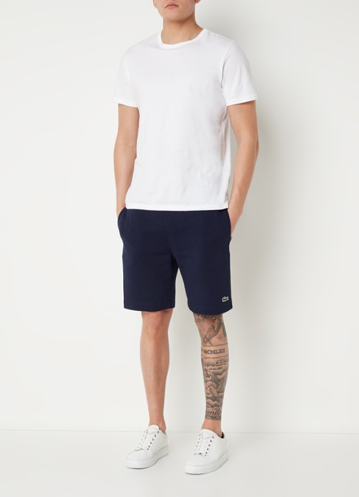 Lacoste Straight fit korte joggingbroek met steekzakken - voorkant 5 donkerblauw