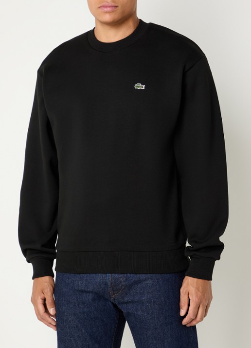 Lacoste Sweater met logo en ronde hals - detail 2 zwart