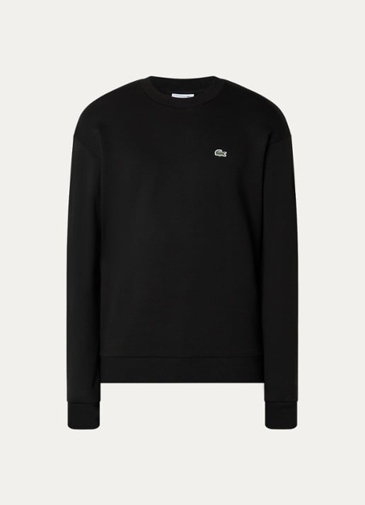 Lacoste Sweater met logo en ronde hals - voorkant 3 zwart