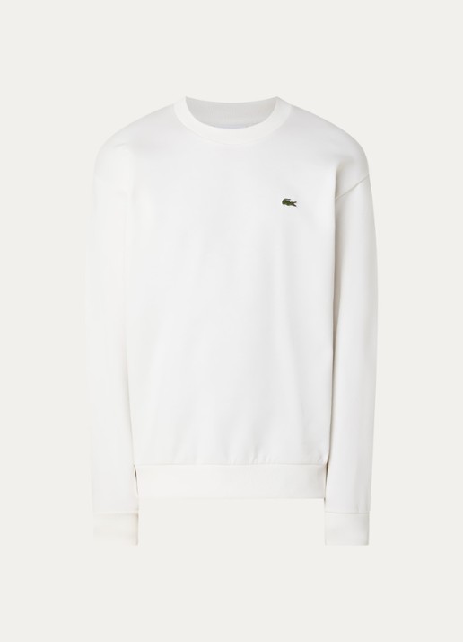 Lacoste Sweater met logo en ronde hals - voorkant wit