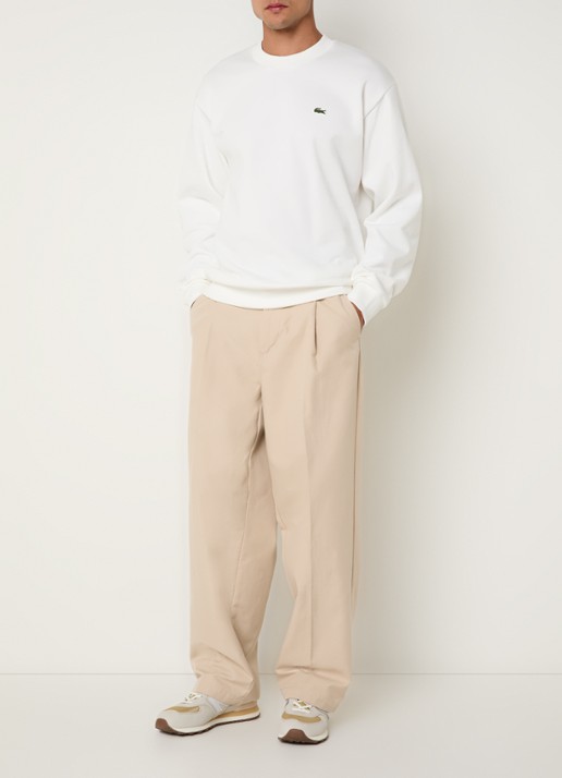 Lacoste Sweater met logo en ronde hals - voorkant 2 wit