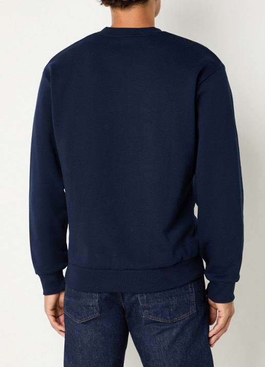 Lacoste Sweater met logo en ronde hals - achterkant 2 donkerblauw