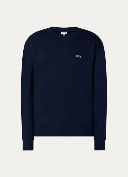 Lacoste Sweater met logo en ronde hals - voorkant 3 donkerblauw