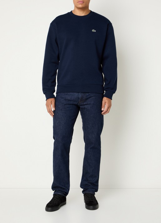 Lacoste Sweater met logo en ronde hals - voorkant 4 donkerblauw
