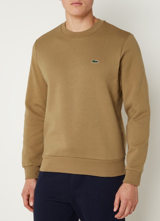 Lacoste Sweater met logoborduring - detail lichtbruin