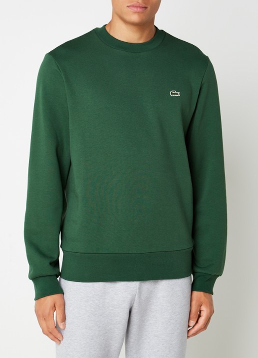 Lacoste Sweater met logoborduring - detail donkergroen