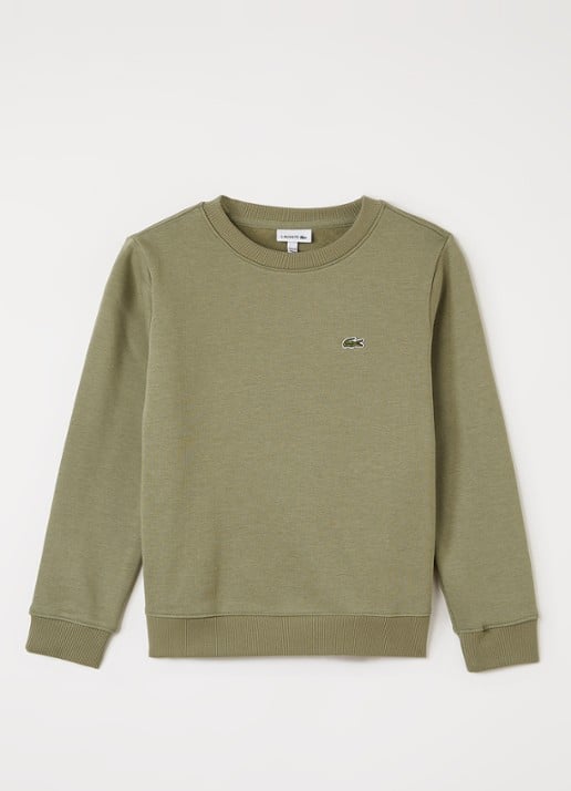 Lacoste Sweater met logoborduring - voorkant lindegroen