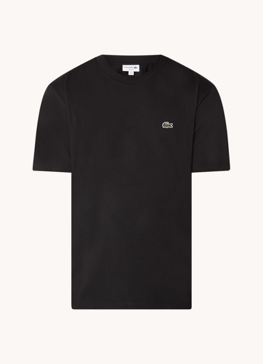 Lacoste T-shirt met logoborduring  - voorkant 2 zwart