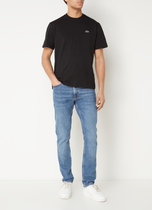 Lacoste T-shirt met logoborduring  - voorkant 3 zwart