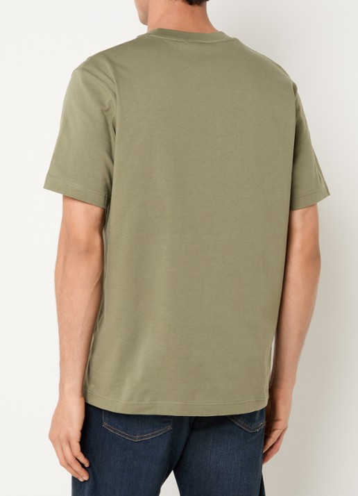 Lacoste T-shirt met logoborduring  - achterkant 4 olijfgroen