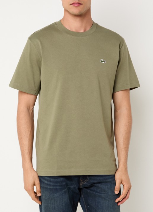 Lacoste T-shirt met logoborduring  - detail 3 olijfgroen