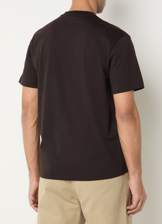 Lacoste T-shirt met logoborduring  - achterkant 3 buffle brown / bruin