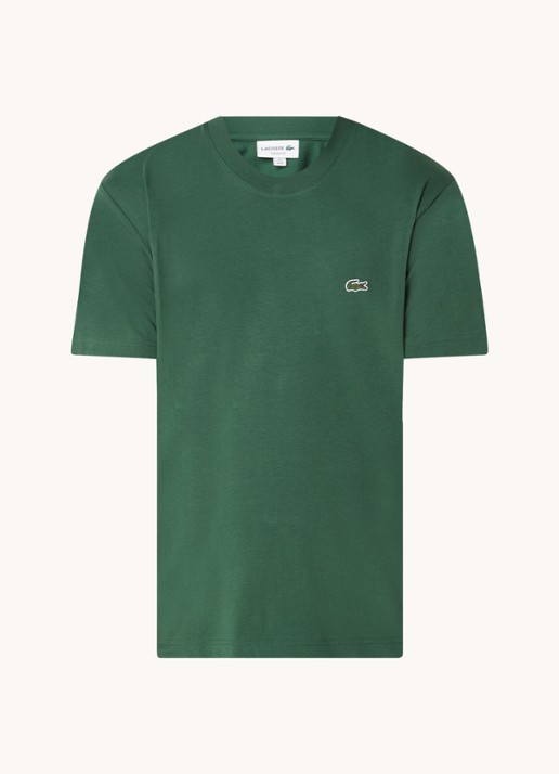 Lacoste T-shirt met logoborduring  - voorkant 3 donkergroen