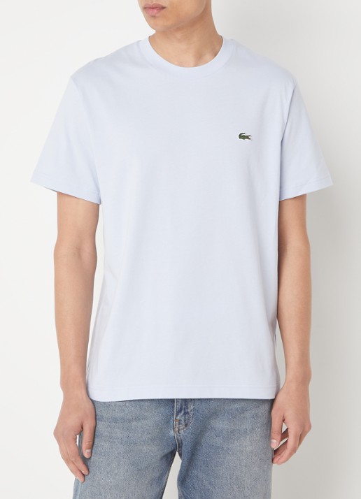 Lacoste T-shirt met logoborduring  - detail 4 lichtblauw