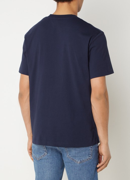 Lacoste T-shirt met logoborduring  - achterkant donkerblauw