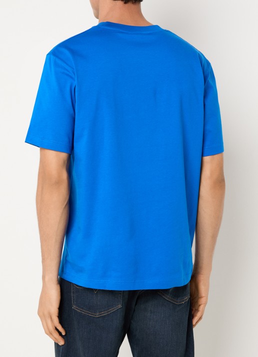 Lacoste T-shirt met logoborduring  - achterkant kobaltblauw