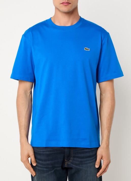 Lacoste T-shirt met logoborduring  - detail 4 kobaltblauw