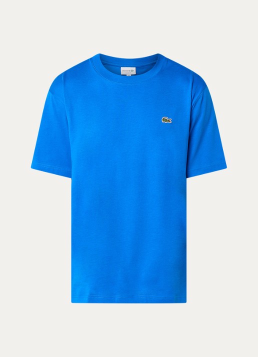 Lacoste T-shirt met logoborduring  - voorkant 2 kobaltblauw