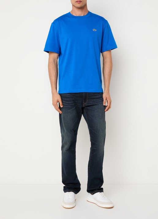 Lacoste T-shirt met logoborduring  - voorkant 3 kobaltblauw