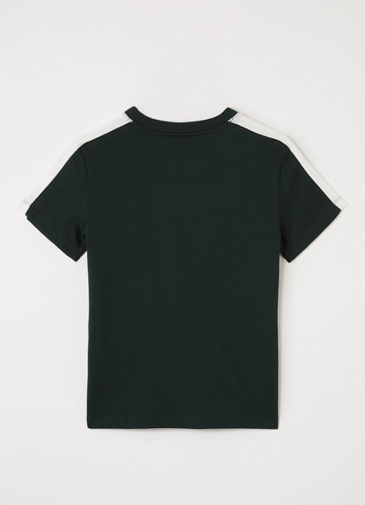 Lacoste T-shirt met streepprint en logoborduring - voorkant 2 donkergroen
