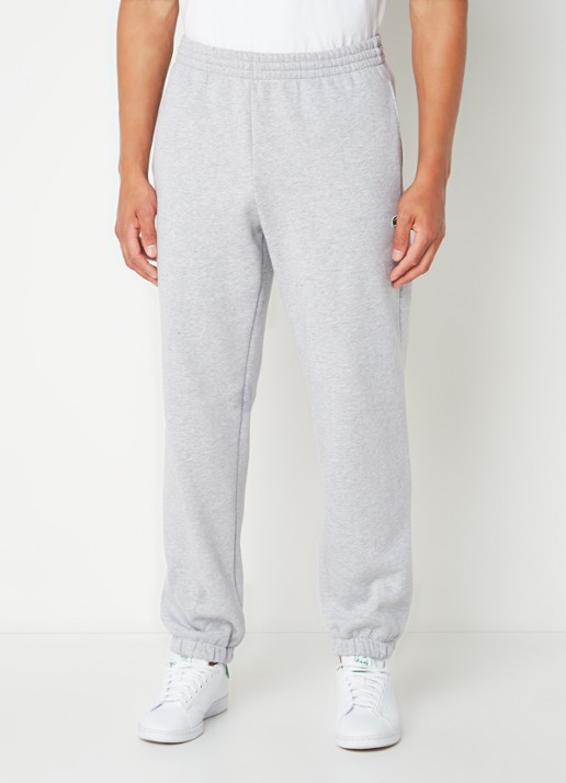 Lacoste Tapered fit joggingbroek met logoborduring - detail grijsmele