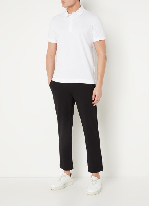 Lacoste Tone-On-Tone regular fit polo van piqué katoen - voorkant 3 wit