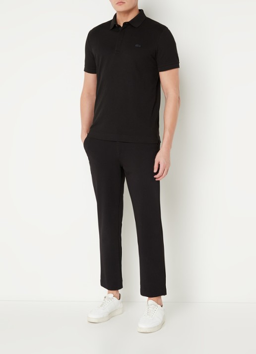 Lacoste Tone-On-Tone regular fit polo van piqué katoen - voorkant 3 zwart
