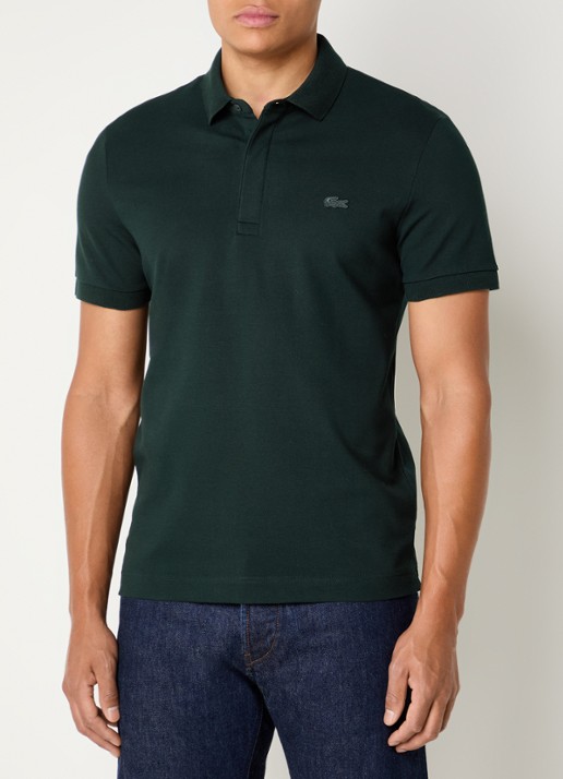 Lacoste Tone-On-Tone regular fit polo van piqué katoen - detail 4 donkergroen