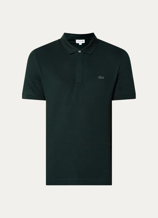 Lacoste Tone-On-Tone regular fit polo van piqué katoen - voorkant donkergroen