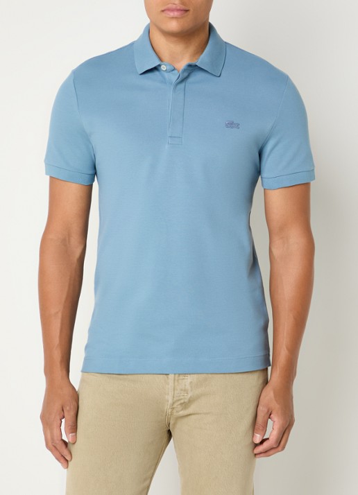Lacoste Tone-On-Tone regular fit polo van piqué katoen - detail blauw
