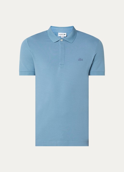 Lacoste Tone-On-Tone regular fit polo van piqué katoen - voorkant 2 blauw