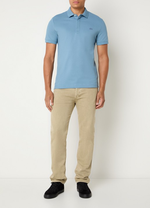 Lacoste Tone-On-Tone regular fit polo van piqué katoen - voorkant 3 blauw