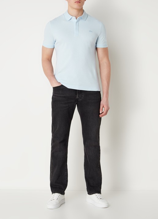 Lacoste Tone-On-Tone regular fit polo van piqué katoen - voorkant 4 lichtblauw