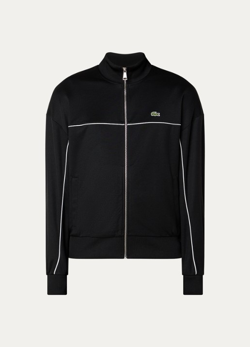 Lacoste Trackvest met logo en steekzakken - voorkant 2 zwart