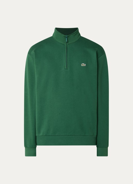 Lacoste Trui met halve rits - voorkant 3 donkergroen