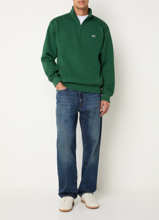 Lacoste Trui met halve rits - voorkant 4 donkergroen