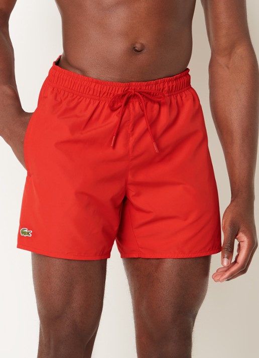 Lacoste Uni zwemshorts met logo en steekzakken - detail 3 steenrood