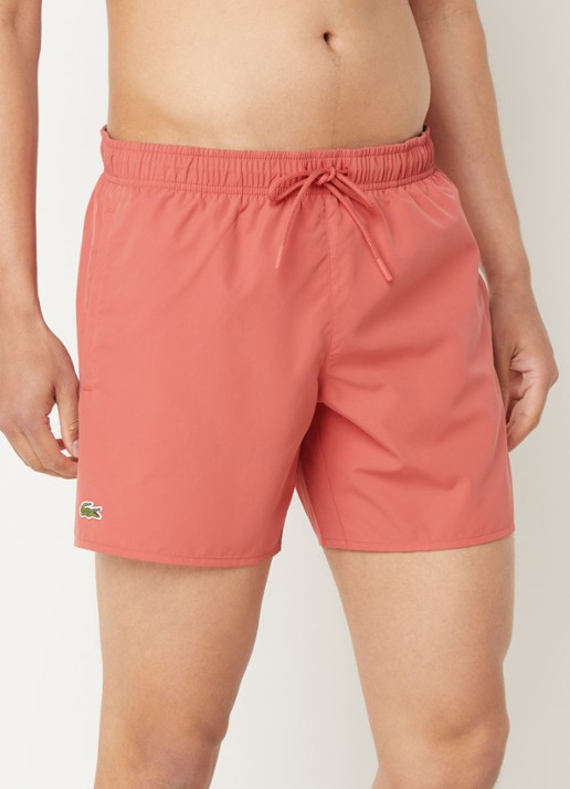 Lacoste Uni zwemshorts met logo en steekzakken - detail 2 koraalroze