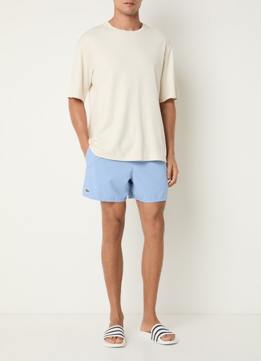 Lacoste Uni zwemshorts met logo en steekzakken - voorkant 4 lichtblauw
