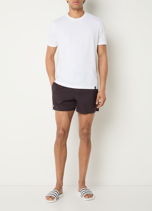 Lacoste Uni zwemshorts met logo en steekzakken - voorkant 4 donkerbruin