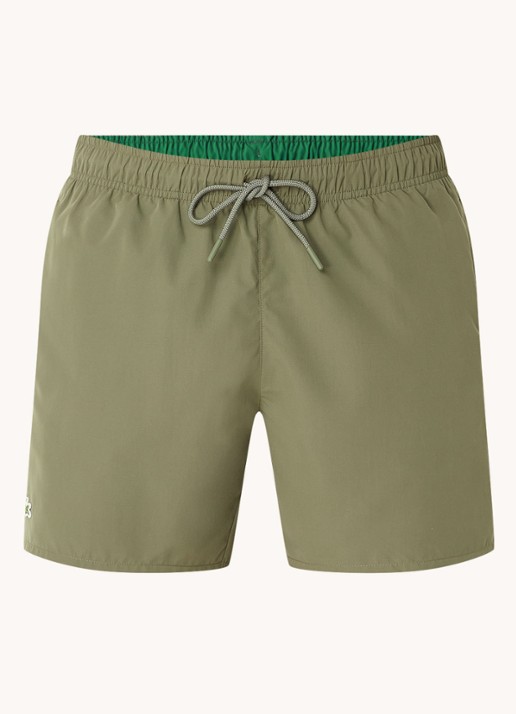 Lacoste Uni zwemshorts met logo en steekzakken - voorkant 2 olijfgroen