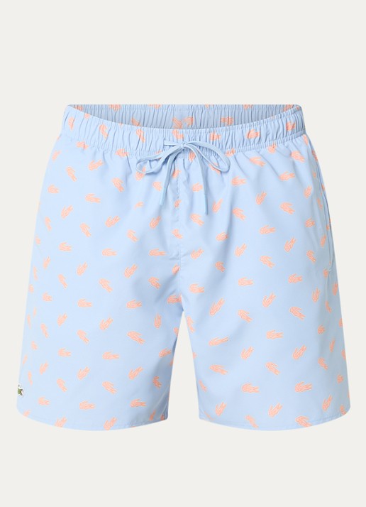 Lacoste Uni zwemshorts met logo en steekzakken - voorkant 2 staalblauw