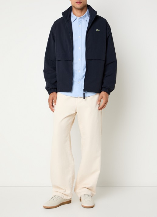 Lacoste Windjack met logo en ritszakken - voorkant 3 donkerblauw