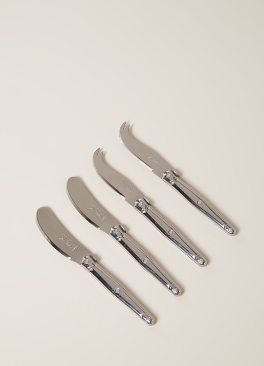 Laguiole Jean Dubost Boter- en kaasmes set van 4 - voorkant 2 zilver