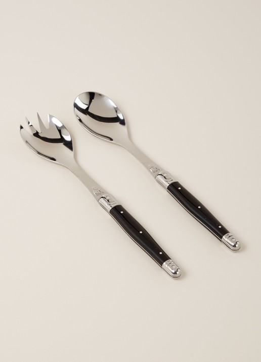Laguiole Jean Dubost Saladebestek 2-delig - voorkant 2 zwart