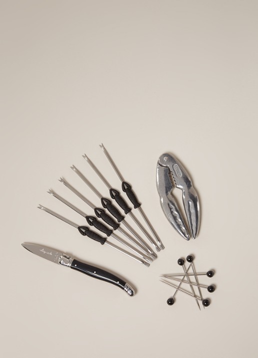 Laguiole Jean Dubost Sea Food bestekset 14-delig - voorkant 2 zwart